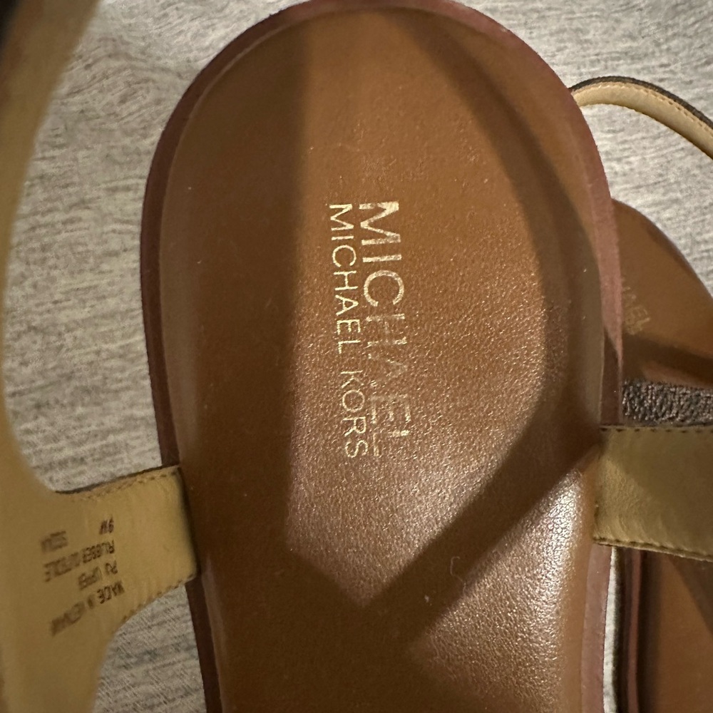 Michael Kors Dark Brown T-Strap Sandals - Picture 2 of 6